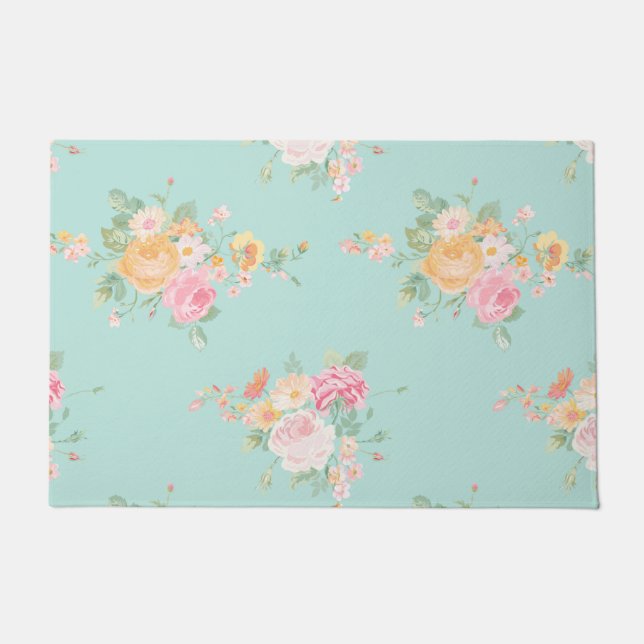 Paillasson belle, menthe, shabby chic, country chic, floral, (Devant)