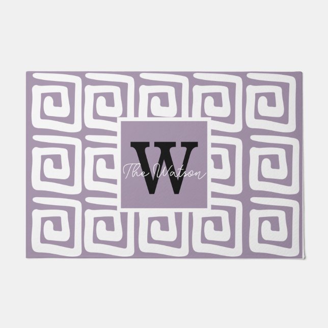 Paillasson Belle motif monogrammed clé grecque violet (Devant)