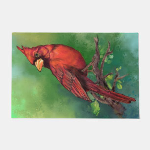 Paillasson Belle peinture d'oiseaux du Cardinal rouge du Nord