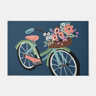 Paillasson Belle porte à vélo fleurie, Retro vibe Mat