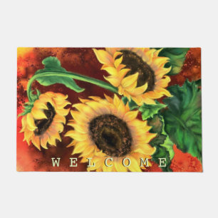 Paillasson Belle Trois Tournesols - Bienvenue