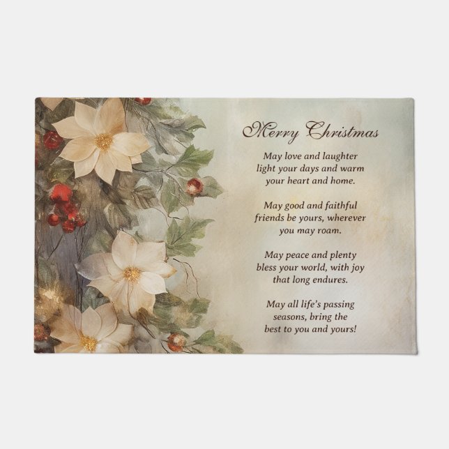 Paillasson Bénédiction irlandaise de Noël | Jolies fleurs d'h (Devant)