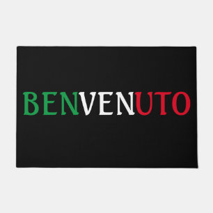 Paillasson Benvenuto Bienvenue en couleurs du drapeau italien
