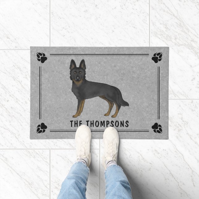 Paillasson Berger Allemand Bi-Noir Cute Dog Avec Texte Person (Intérieur)