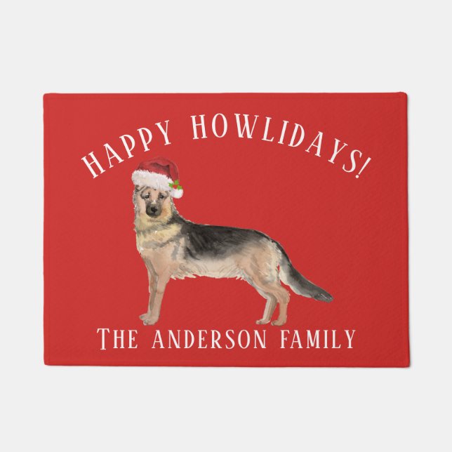 Paillasson Berger allemand Joyeux Howlidays Noël (Devant)