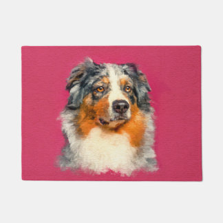 Paillasson Berger australien - portrait bleu de Merle