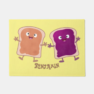 Paillasson Beurre d'arachide mignonne et caricature sandwich