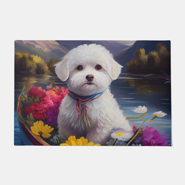 Paillasson Bichon Frise sur une pagaie : une aventure Pittore (Devant)