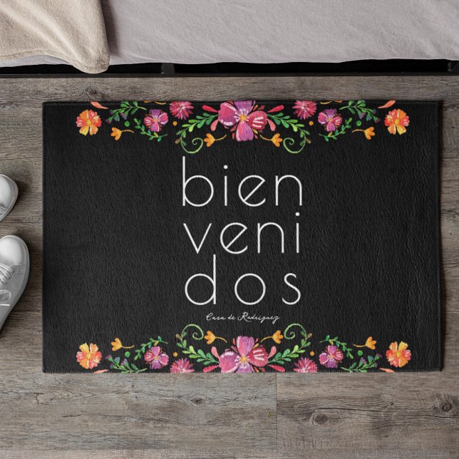 Paillasson Bienvenidos | Nom de famille Monogramme Bienvenue (Créateur téléchargé)