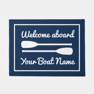 Paillasson Bienvenue à bord des baraques de bateau blanc ble