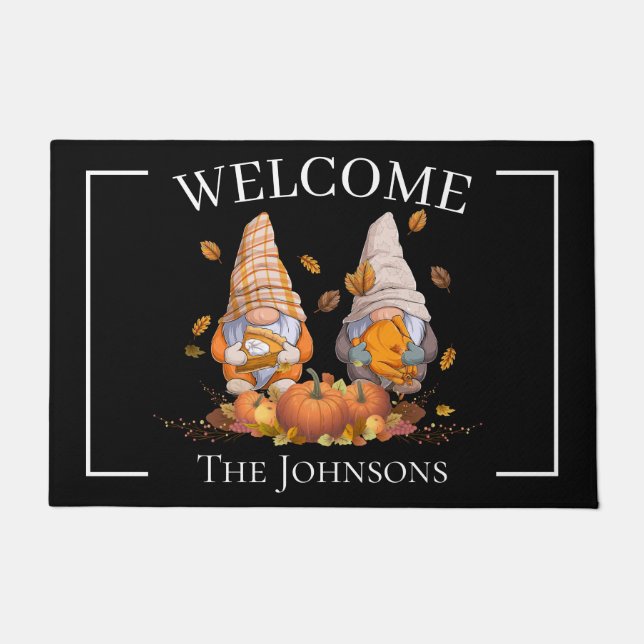 Paillasson Bienvenue à Gnome de Thanksgiving (Devant)