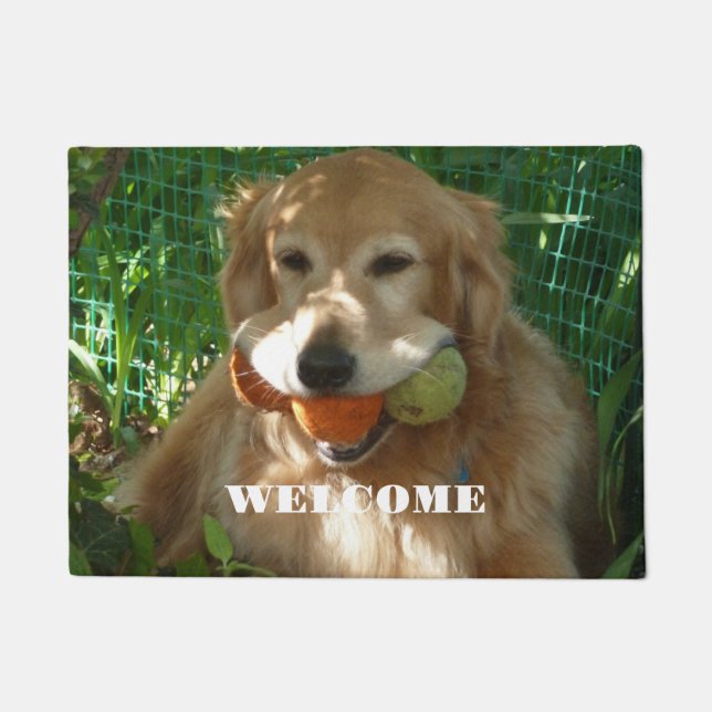 Paillasson Bienvenue à Golden Retriever (Devant)