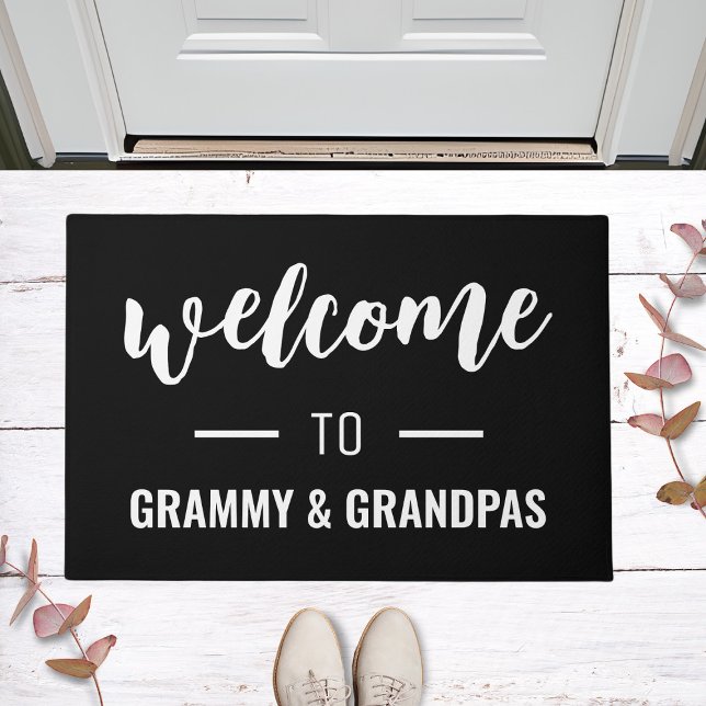 Paillasson Bienvenue À Grammy & Grandpas Personnalisé Noir (Créateur téléchargé)