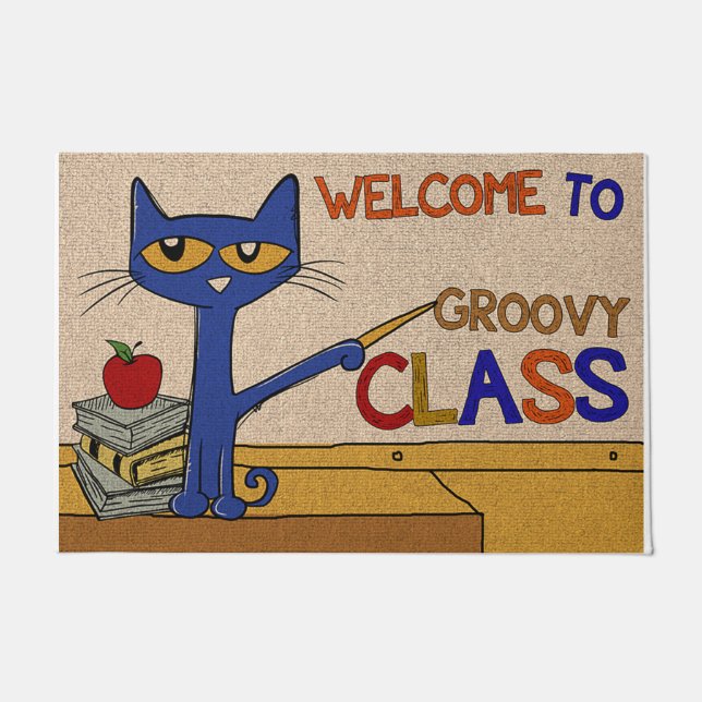 Paillasson Bienvenue À La Classe Super Tapis, Enseignant Chat (Devant)