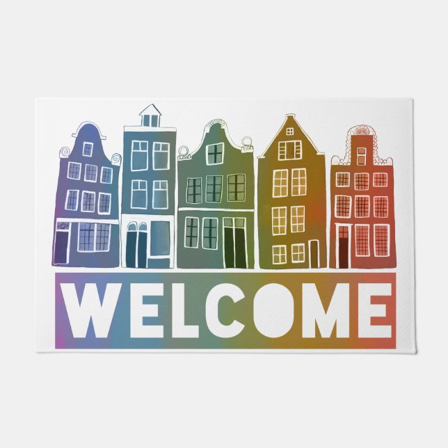 Paillasson Bienvenue à la maison Rainbow Holland Amsterdam co (Devant)
