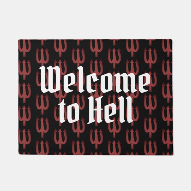 Paillasson Bienvenue à l'enfer Stan's fourk motif porte mat (Devant)