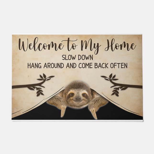 Paillasson Bienvenue À Ma Maison Sloth Mat, Lazy Sloth (Devant)