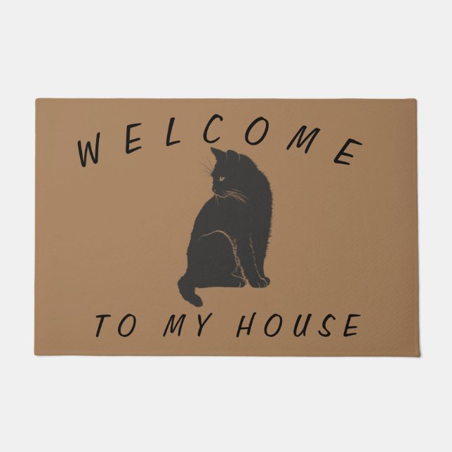 Paillasson Bienvenue à mon porte-chat de maison (Devant)