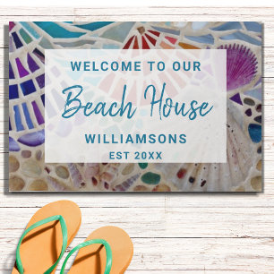 Paillasson Bienvenue à notre Beach House Shells Custom Doorma