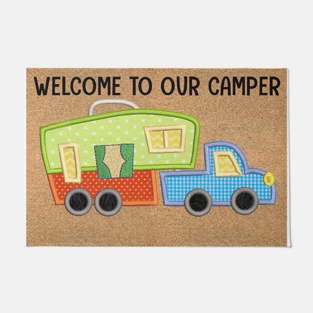 Paillasson Bienvenue À Notre Camper Mat, Camping Mignonne (Devant)