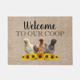 Paillasson Bienvenue À Notre Coop Silkie Bantam Sunflowers