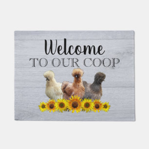 Paillasson Bienvenue À Notre Coop Silkie Bantam Sunflowers W