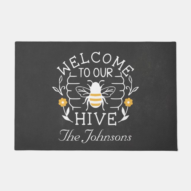 Paillasson Bienvenue à notre Hive Honey Bee Spring Doormat (Devant)