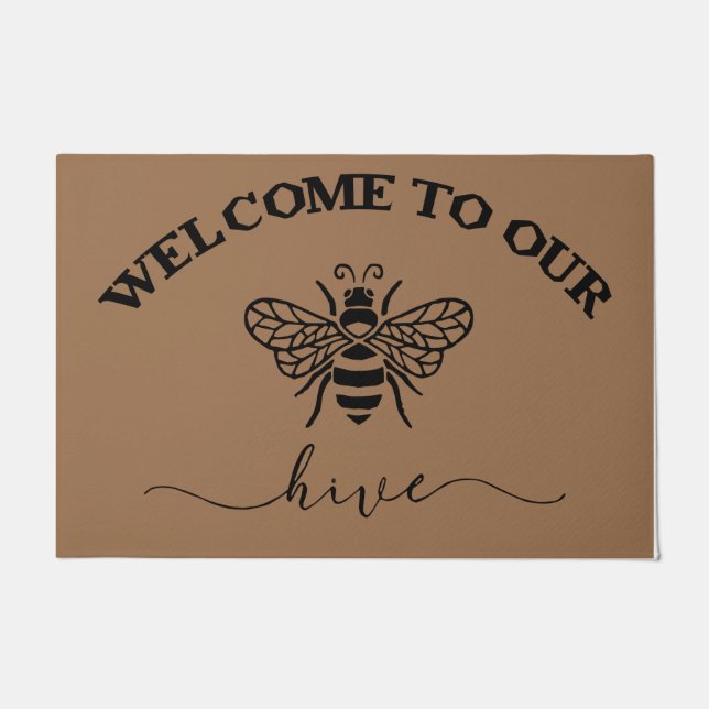 Paillasson Bienvenue À Notre Hive Mat, Simple Bee  (Devant)