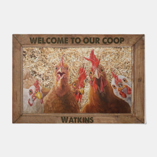 Paillasson Bienvenue À Notre Pâte Coop, Poulet Customisé