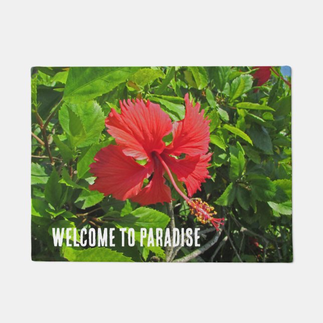 Paillasson Bienvenue À Paradise Tropical Flower Beach House (Devant)