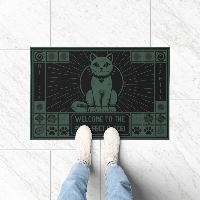 Paillasson Bienvenue à Purr-fect Place, chats individuels (Intérieur)