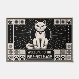 Paillasson Bienvenue à Purr-fect Place, chats individuels