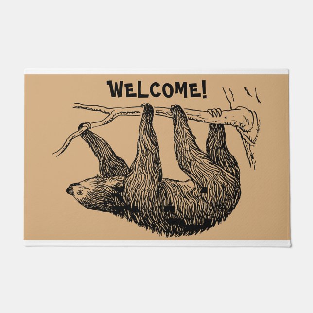Paillasson Bienvenue amant paresseux, cadeau pour la famille (Devant)