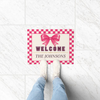 Paillasson Bienvenue Arc-en-ciel Rose Prépa Damier