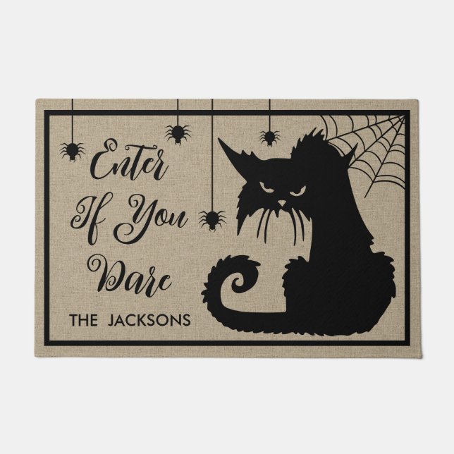 Paillasson Bienvenue au chat noir déplaisant (Devant)