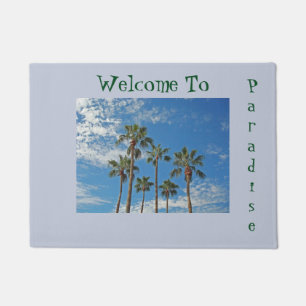 Paillasson Bienvenue au paradis Salutation Palmiers Blue Sky