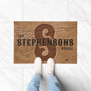 Paillasson Bienvenue avec monogramme de famille de style occi