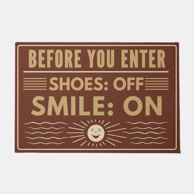 Paillasson Bienvenue avec style - chaussures off, sourire sur (Devant)