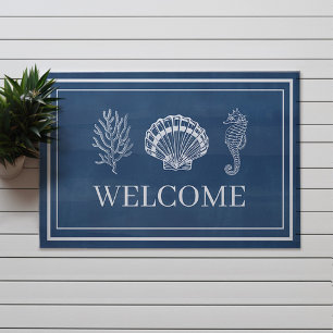 Paillasson Bienvenue Beach House Coral Shell Sehorse