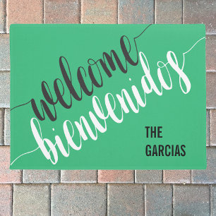 Paillasson BIENVENUE Bienvenidos avec nom personnalisé