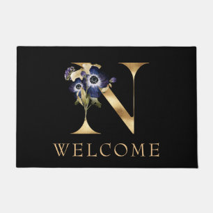 Paillasson BIENVENUE Black and Gold Fall Monogram N Porte mat