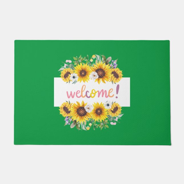 Paillasson Bienvenue Bouquet de tournesol (Devant)