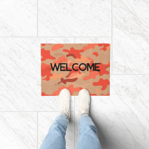 Paillasson Bienvenue camouflage rouge