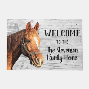 Paillasson Bienvenue Cheval Stables Animal Nom de famille Acc