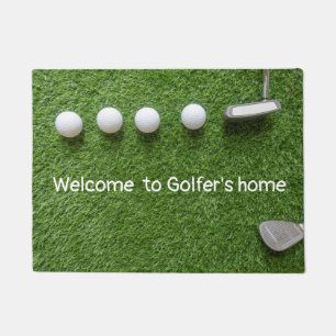 Paillasson Bienvenue chez le golfeur avec des balles de golf 