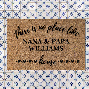Paillasson Bienvenue chez Nana & Papa's House Personnalisé
