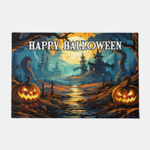 Paillasson Bienvenue    Citrouilles Éffrayants d'Halloween