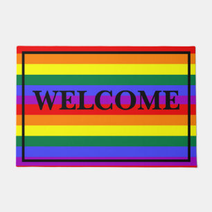 Paillasson Bienvenue Couleurs LGBT Porte Bordé