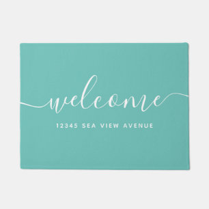 Paillasson Bienvenue dans le script de calligraphie couleur m