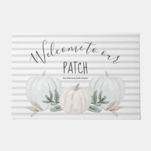 Paillasson Bienvenue dans nos Patch Stripes et Citrouille Fal